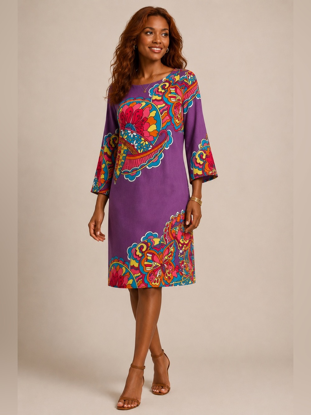 Lilly Pulitzer Women Dress Shift Style Shauna Butterfly 3/4 Sleeve- Size 4